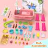 Water Table for Toddlers 1-3Water Table with PumpRole Play Sensory ToysToy Kitchen Sets for Kids Ages 4-8, Play Sink with Running Water & Electric FaucetOutdoor Toys for Toddlers 1-3(Pink) view 3