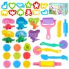 Dough Tools Set, 34 Pcs Dough and Clay Accessories with Stamp, Cutters, Dino Maker, Animals Molds, Rolling Pins, Modeling Clay Play Tools Kit for Boys Girls view 1