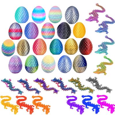 12 Pcs 3D Printed Dragon Eggs with Dragon Inside Articulated Crystal Dragon Toy Mystery Dragon Egg Prefilled Mini 3D Printed Animals Easter Basket Stuffers Fidget Toys for Kids Boys Girls Party Favors