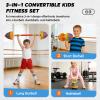 AuntyFey Kids Workout Equipment, 3 in 1 Adjustable Weight Toy Equipment for Children Pretend Play Exercise, Toddler Beginner Gym, Fitness for Birthday Gifts (Dumbbell, Barbell, Kettlebell view 4