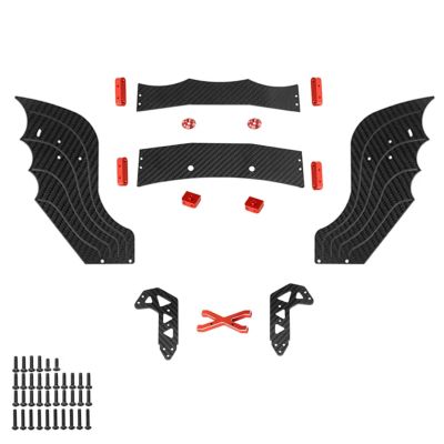 RC Repair Parts Compatible with ARRMA for Limitless 1/7 RC Car Upgrade Parts 1Set Carbon Fiber Pattern Adjustable Spoiler Tail Wing(Red)