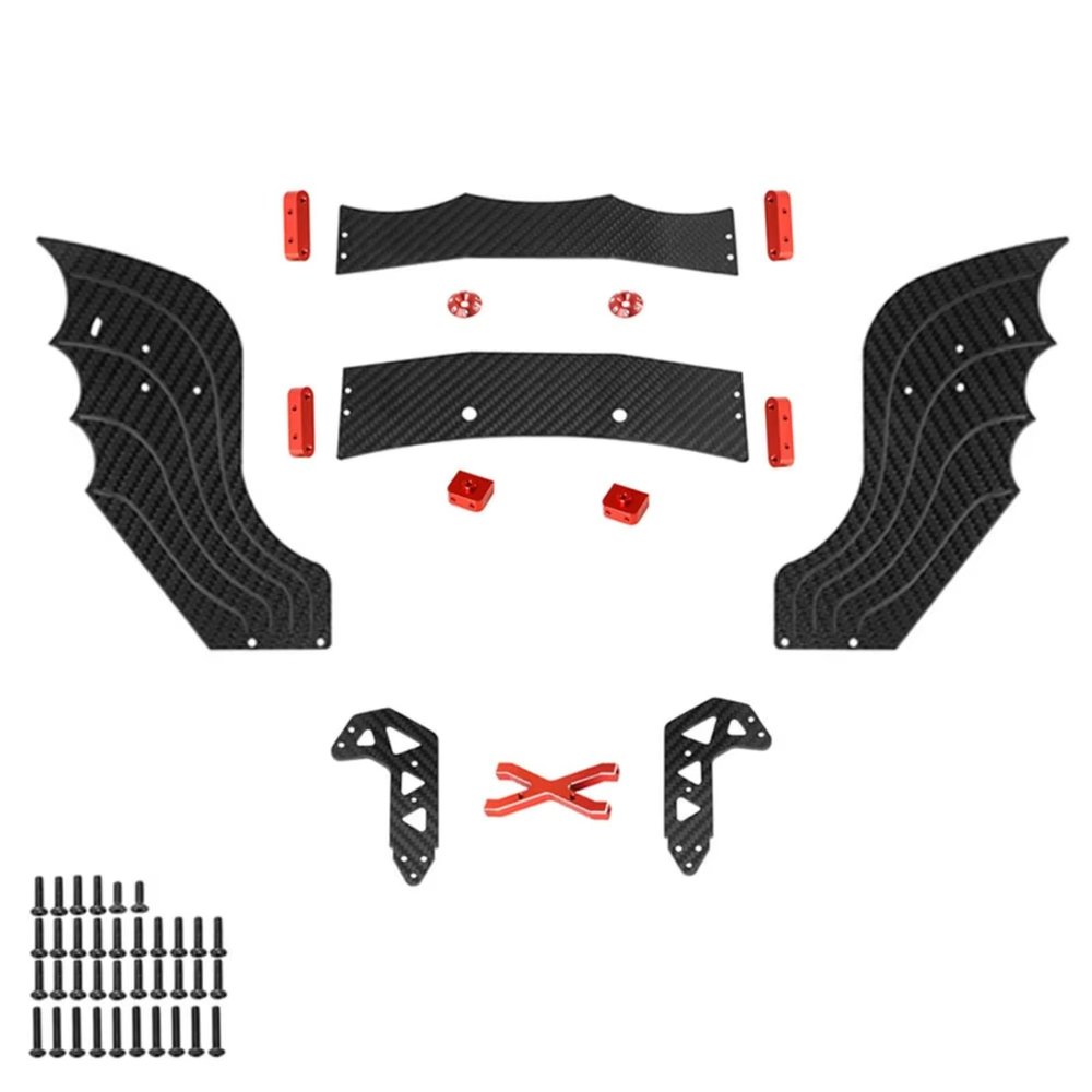 RC Repair Parts Compatible with ARRMA for Limitless 1/7 RC Car Upgrade Parts 1Set Carbon Fiber Pattern Adjustable Spoiler Tail Wing(Red)