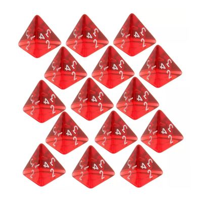 15Pc Red Dice Set, D4 Four-Sided Dice 2cm for RPG Games