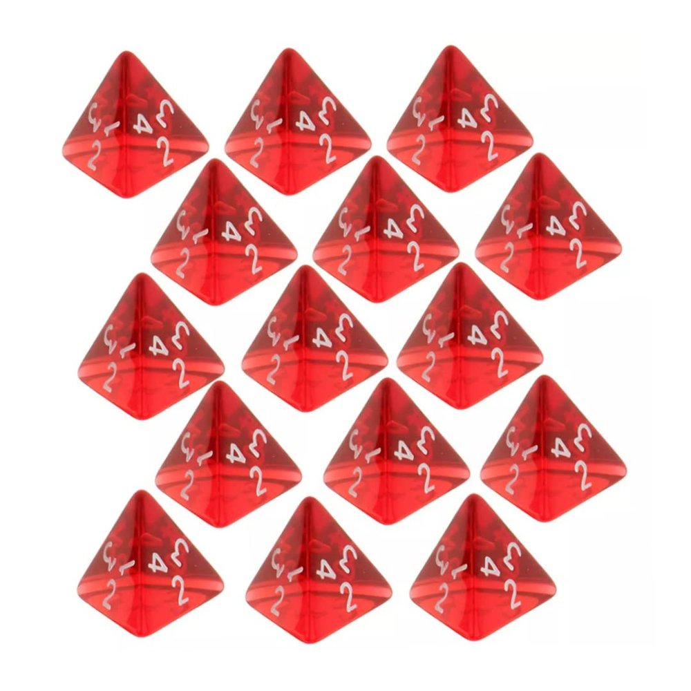 15Pc Red Dice Set, D4 Four-Sided Dice 2cm for RPG Games