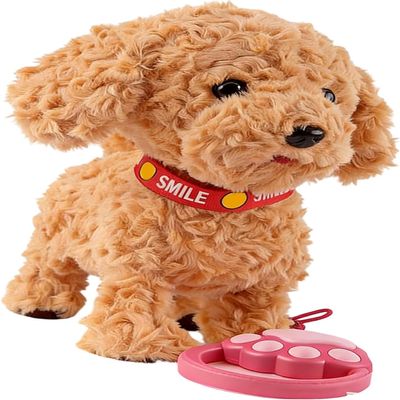 AI Puppy Robot Dog That Acts Like a Real Dog, Touch Sensing & Voice Mimic Interactive Robot with Sounds, Leash Remote & 30 Songs, for Preschoolers,Rechargeable (Golden Retriever)