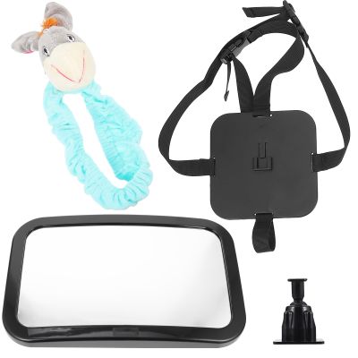 BESPORTBLE Rearview Mirror 360 Backseat Observation Mirror and Gray Plush  Interior for Rear Facing Seats