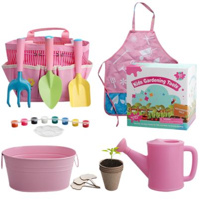 Cndiyald Kids Gardening Set, 11PCS Toddler Tools with Tote Bag - Includes Shovel, Rake, Watering Can, Colorful