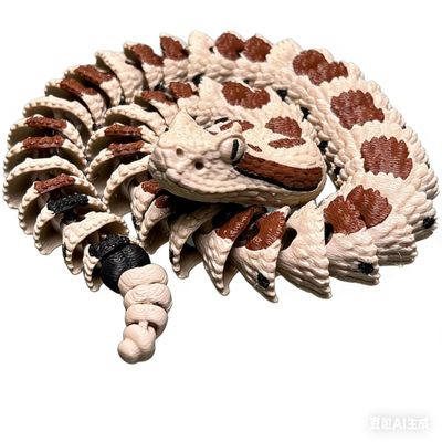 3D Printed Rattlesnake Model - Flexible Articulated Snake Toy- Unique Horned Serpent Collectible - Detailed Desk Display & Sensory Fidget (B-28cm)