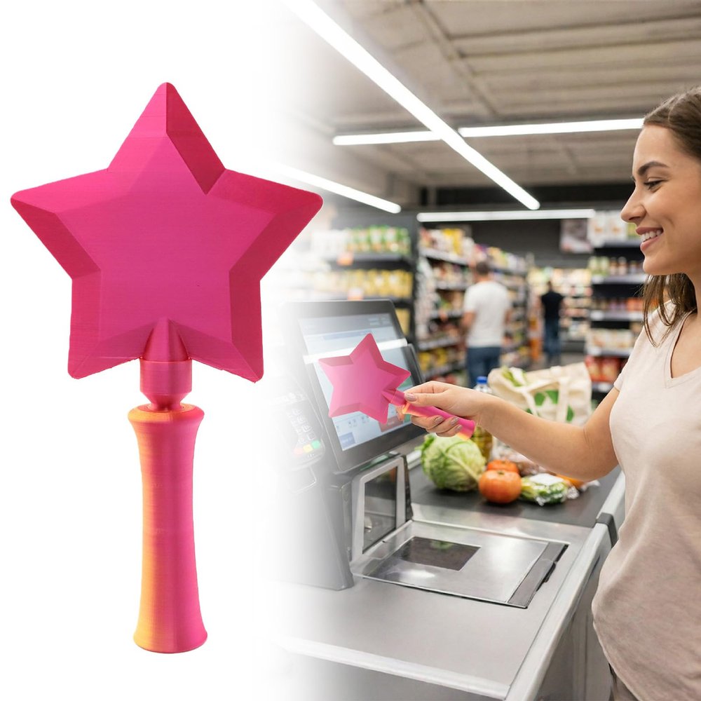 Tap to Pay 3D Printed Wand, 2026 Upgrade Extendable Star Magic Wands Contactless Payment Card Holder Wands, Tap-to-Pay Credit Card Wand (Pink)