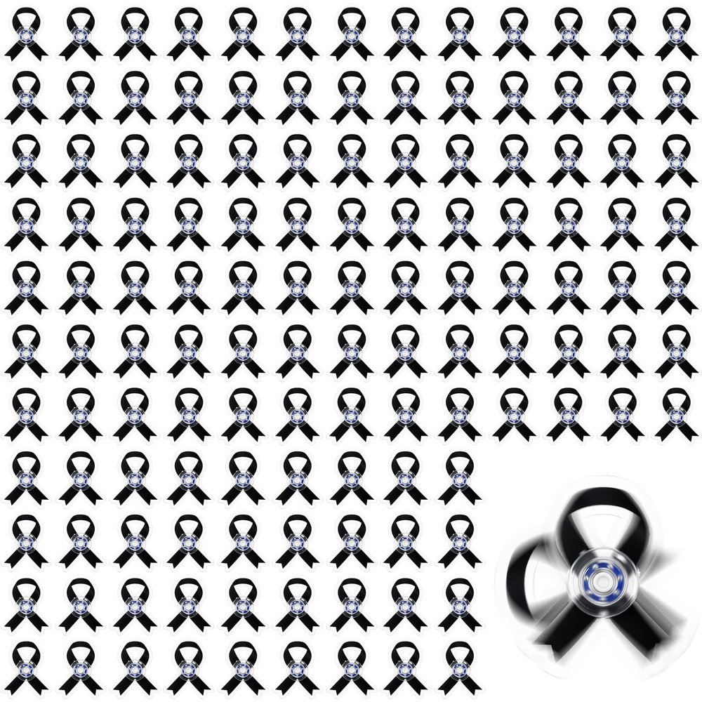 Arrowbash 100 Pcs Black Ribbon Fidget Spinners Bulk Melanoma Skin Cancer Awareness Acrylic Fidget Spinners Sleeping Disorder Awareness Gifts for Charity Public Social Event Graduation Funeral Memorial