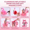 12 Set Flamingo Teacher Appreciation Gifts for Women with Flamingo Straws Inflatable Drink Holder Opp Bags Thank You Card Ribbon for Summer Teacher Graduation End of Year Back to School Party Favors view 3