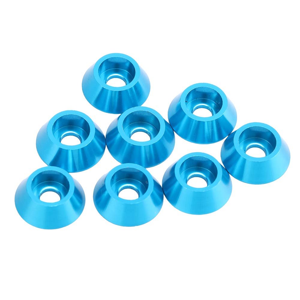 Aluminum Alloy Cup Head Screw Gasket Set Precision CNC Machined M4 Washers for 1/10 Scale RC Model Cars Blue or Imitation Titanium 8 Pieces (Blue)