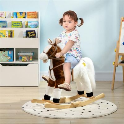 Rocking Horse Toy with Realistic Sound Effects and Plush Body for Interactive Play and Gentle Motion Experience