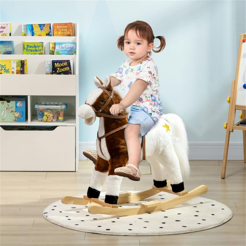 Rocking Horse Toy with Realistic Sound Effects and Plush Body for Interactive Play and Gentle Motion Experience