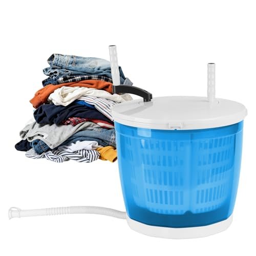 2-in-1 Mini Washing Machine and Spin Dryer | Portable Hand-Crank Laundry Basket | No Electricity Needed | Suction Cup Base for Camping,Caravans | Holds up to 4.4lbs Sky Blue