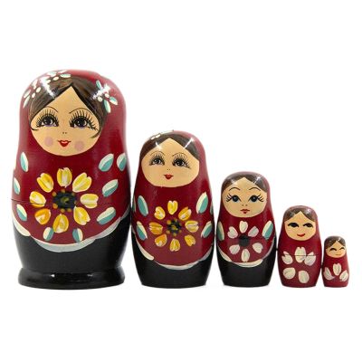 Russian Nesting Dolls 5 Pieces Wooden Girls Stacking Dolls for Kids Home Room Decoration Gift