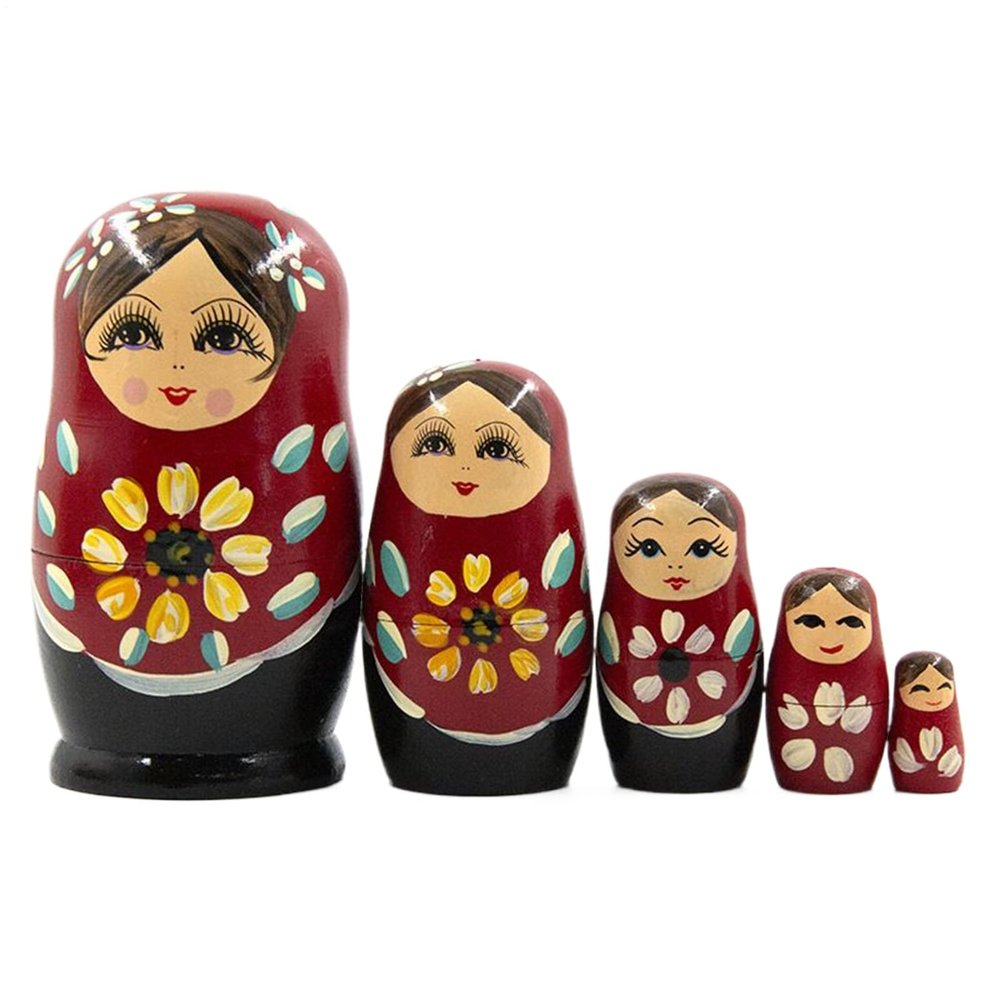 Russian Nesting Dolls 5 Pieces Wooden Girls Stacking Dolls for Kids Home Room Decoration Gift