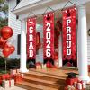 3PCS Graduation Decoration Banner Congrats Grad Porch Sign Class of 2026 Door Hanging Banner Congratulations Graduate Door Sign for High School College Graduation Party Supplies (Red) view 4