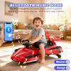 12V Electric Wiggle Car with Pedal, Rechargeable 2-in-1 Swing Car, Drifting Car with Backrests, Anti-Rollover, Spray, Flashing Lights, Music, Bluetooth, for Ages 3 and Up, 150 lbs (Red) view 2