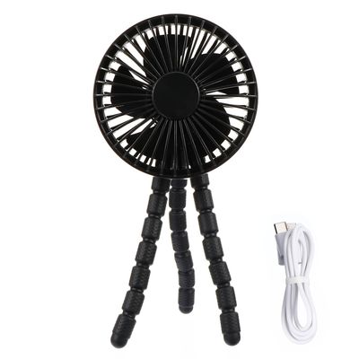 FUNNETOYU Portable Stroller Fan with Mini Tripod Clip, Black, USB Rechargeable Multi-function Cooling Fan for Outdoor Travel and Office Use