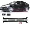 4 PCS Car Side Skirt Extension Compatible with Tesla Model Y 2020-2024 Body Kit Splitter Spoiler Glossy Black Carbon Fiber Style Accessories(Gloss Black Style) view 2