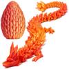 3D Printed Dragon Egg, 15Inch Crystal Dragon with Egg,Surprise Egg,Articulated Fidget Toys for Executive Home Office Decor, Gifts (RED) view 1