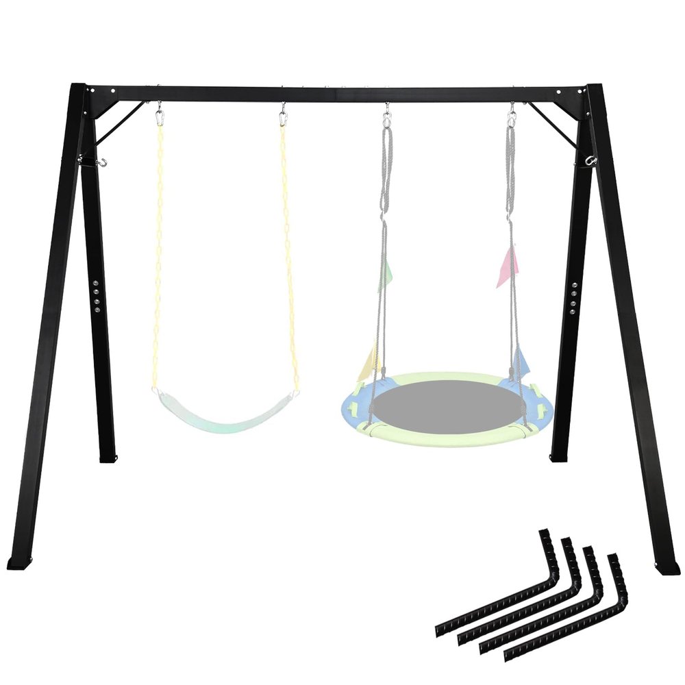 HeyZoo 8FT Swing Stand, Extra Large Sturdy Frame, 440lbs Capacity for Kids & Adults, Heavy Duty Metal Hammock Chair Stand for Outdoor Porch Playground Backyards