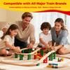 Wooden Train Tracks 24 Pieces Set, Track Expansion Pack with Storage Bag - Includes Male/Female Adapters - 100% Compatible with All Major Brands Including Thomas, Brio, Melissa & Doug view 2