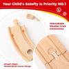 Wooden Train Tracks 24 Pieces Set, Track Expansion Pack with Storage Bag - Includes Male/Female Adapters - 100% Compatible with All Major Brands Including Thomas, Brio, Melissa & Doug view 3