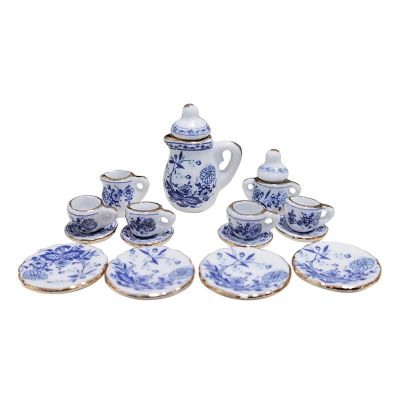 House Tea Teapot Saucer Set Pretend Play for Role Tableware Model Toy 1:12 Scale Kitchen Applian House Tea Play Tea Cup Model