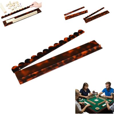 1 Pack Tortoise Shell Rack & Pusher Set, Acrylic Mahjong Rack Set with Fully Detachable Magnetic Pushers, Tortoise Shell Mahjong Racks, Extended Length, Glossy Finish