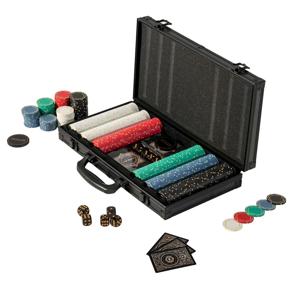 Polar Aurora Poker Chips,Gold Dark Poker Set with Black Aluminum Case,Modern Design 11.5 Gram Poker Chip Set for Texas Hold'em, Casino Game Nights, Poker Parties (300pcs Blank)