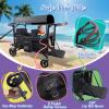 Wagon Stroller for 2 Kids, All-Terrain Stroller Wagon with Extra Long Extender, Aluminum Foldable Baby Wagon with Convertible Seats, Removable Canopy, Snack Tray, Adjustable Push/Pull Handle view 3