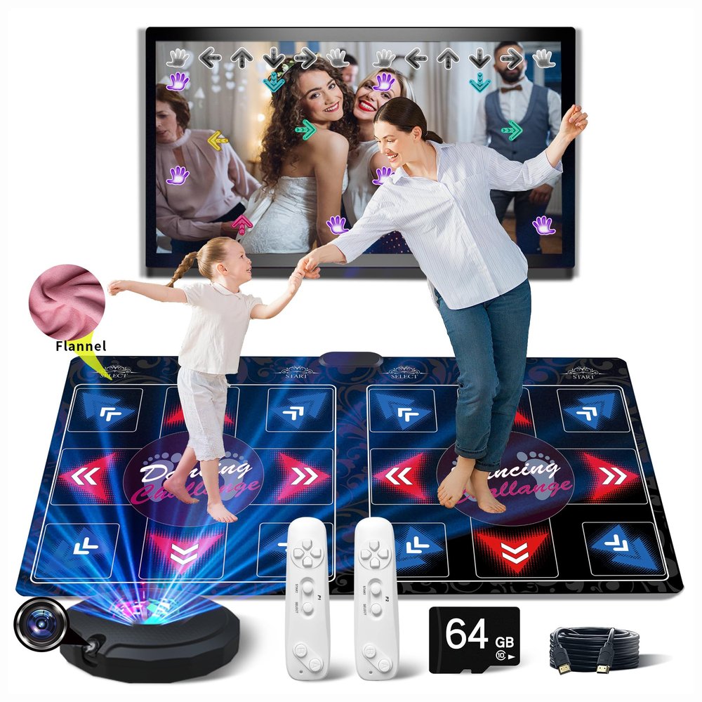 WuZhuangYuan HDMI Musical Electronic Dance mat with a Camera,81 Music Videos,Including 1000 Games,a 64G Large Memory Card,650 Songs,for Single/Double Users,a Luxurious Gift for Boys and Girls