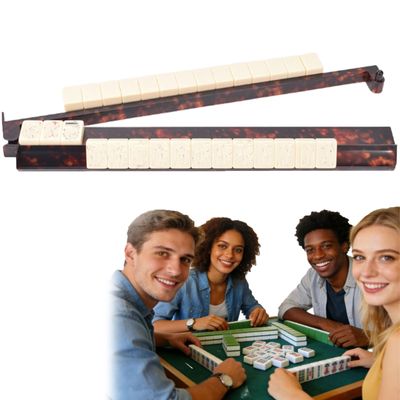 Tortoise Shell Rack Pusher Set 20 Inch Extended Length Acrylic Mahjong Rack with Detachable Magnetic Pushers Glossy Finish (#B)