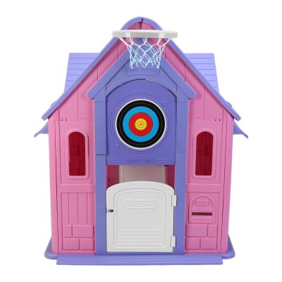 Generic Indoor/Outdoor Playset with Basketball Hoop Dartboard Plastic Playhouse Outdoor Playhouse for Toddlers