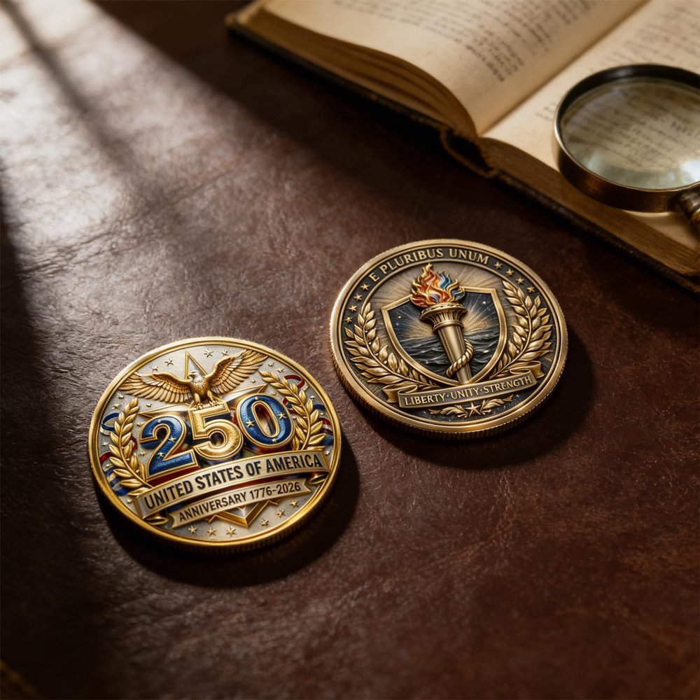 1PCS USA 250th Anniversary Commemorative Medal, America 250 Merchandise with American Eagle, 250 Anniversary , 250 Years of Freedom (1776-2026) Collectible (250th Anniversary Coin Torch)