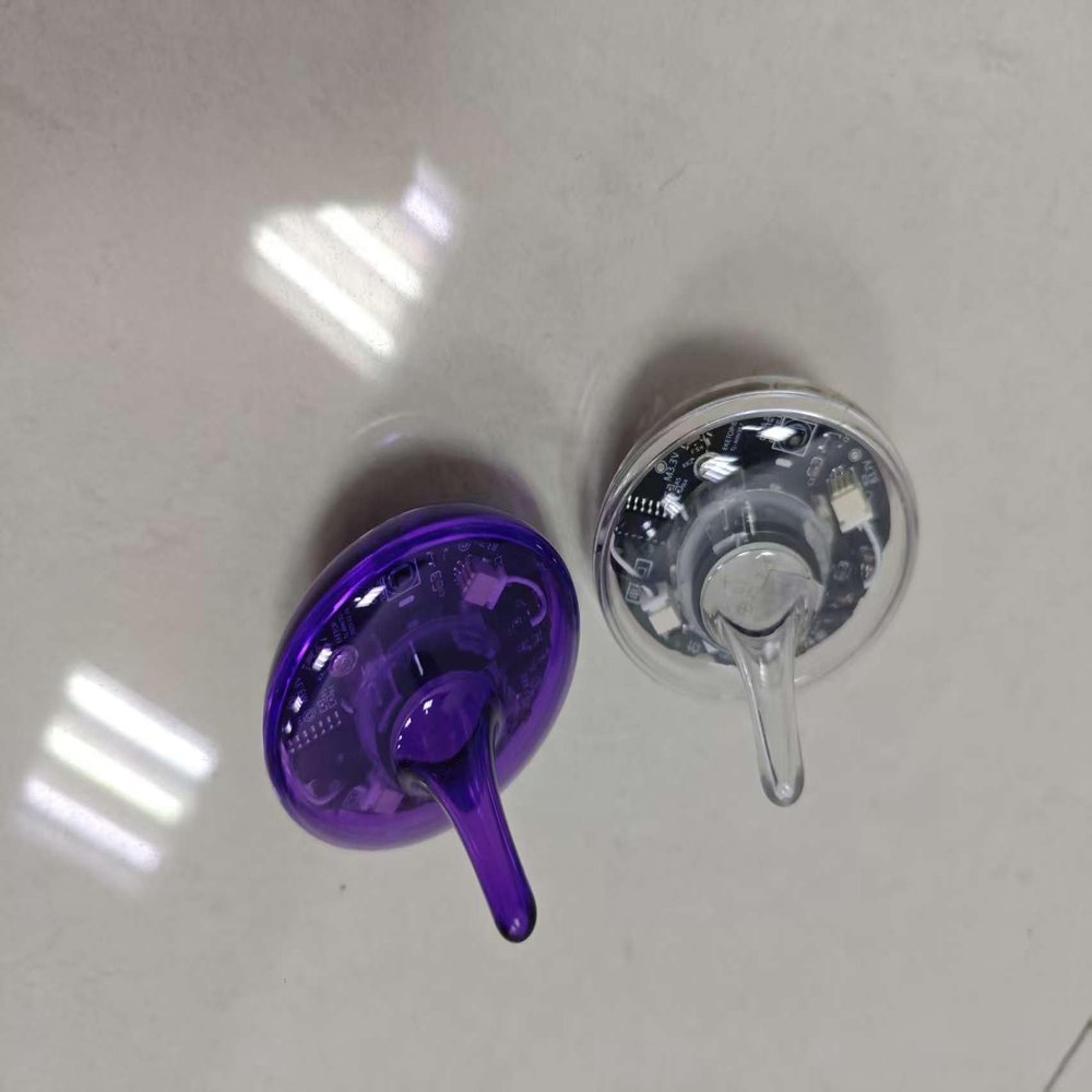 1.5-Hour Long Spin Rechargeable LED Spinning Top | Color Changing Light Show Fidget Toy | Electric Gyroscope for Focus & Stress Relief (Kids & Adults) Perfect Desk & Home Gift, Transparent +Purple