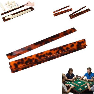 1 Pack Tortoise Shell Rack & Pusher Set, Acrylic Mahjong Rack Set with Fully Detachable Magnetic Pushers, Tortoise Shell Mahjong Racks, Extended Length, Glossy Finish