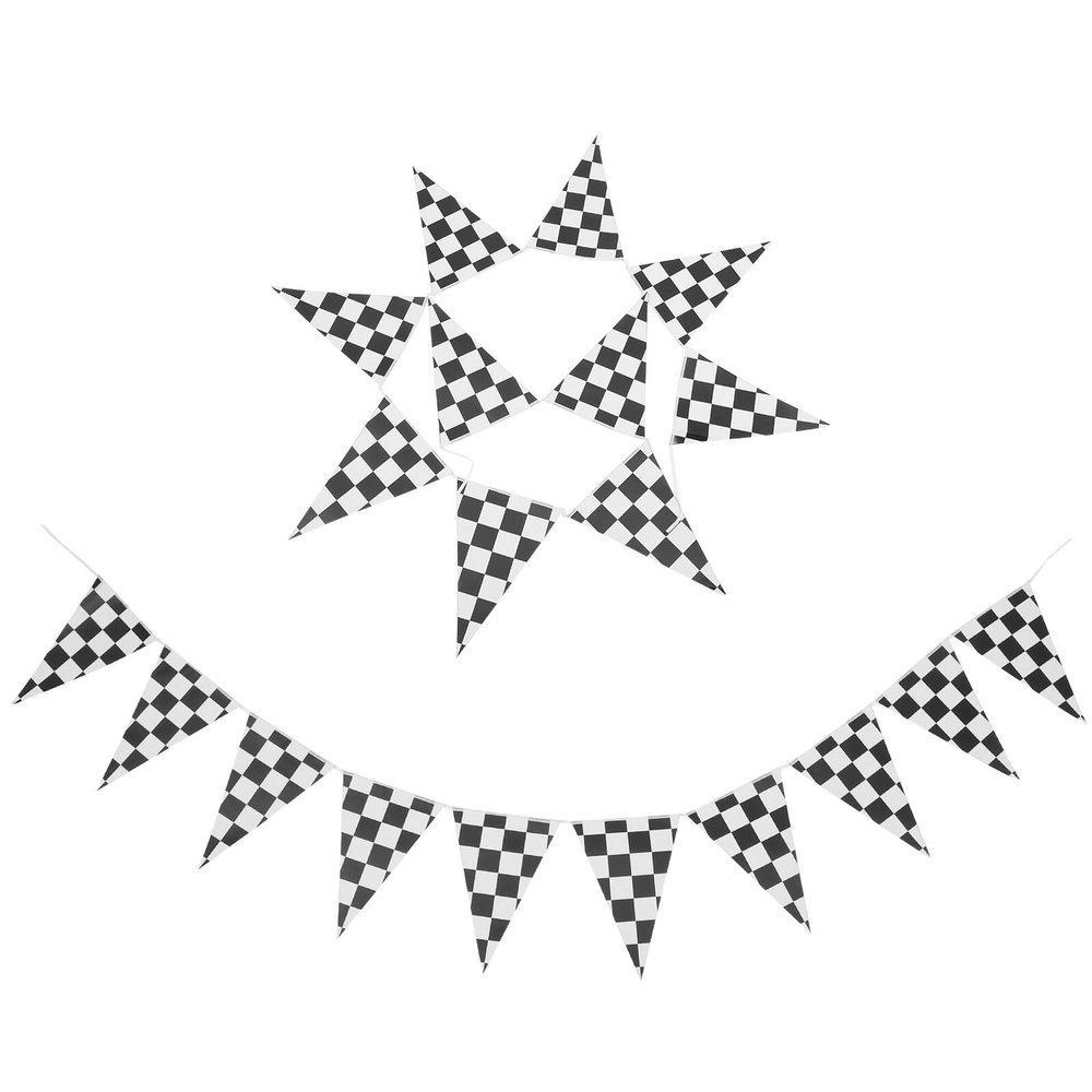 CORHAD Checkered Flag Banner 2pcs Black White Racing Flags for Car Birthday Party Decoration for Race Theme Supplies
