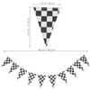 CORHAD Checkered Flag Banner 2pcs Black White Racing Flags for Car Birthday Party Decoration for Race Theme Supplies view 2