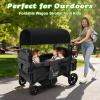 4 Seater Wagon Stroller, All-Terrain Stroller Wagon for 4 Kids with Extra Long Extender, Aluminum Foldable Baby Wagon with Large Storage Bag, Removable Canopy, Snack Tray, Adjustable Push/Pull Handle view 2