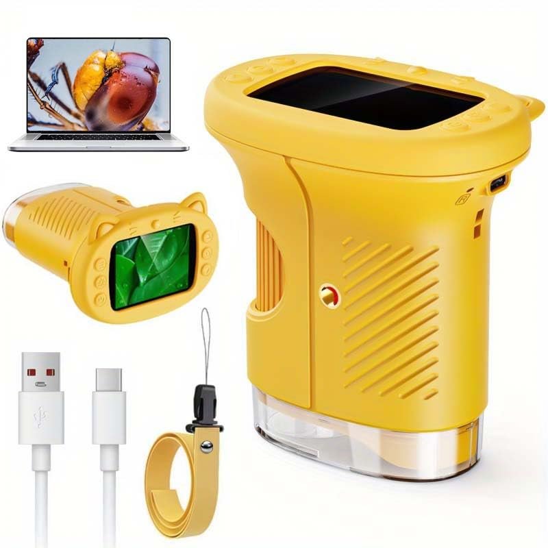 1000X Handheld Digital Microscope for Kids, 4K Kids Microscope with 2.4" Screen, 2001000X Magnification, Portable STEM Educational Toy for Boys and Girls Ages 512 (Yellow)