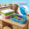 3 PCS Sand Container Compatible with Kinetic, Sand Tray with Lid, Stackable Sandbox Container, Plastic Storage Bins with Handle, Secure Closure, Ideal for Travel and Home Use (Blue, Green, Pink) view 3
