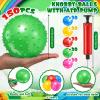 Lenwen 150 Pcs Knobby Balls Bulk 5.5 Inch Bouncy Balls Inflatable Sensory Toys with Air Pump Spiky Massage Stress Ball Bouncy Party Favors Gifts for Playground Backyard Pool Office, 5 Color view 2