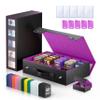 3900+ Trading Card Storage Box with Commander Display Window 5-Row MTG Card Case, Secure Mechanical Lock & Portable Handle for Easy Transport Perfect for TCG Sports Collectors (Black Purple) view 1
