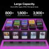 3900+ Trading Card Storage Box with Commander Display Window 5-Row MTG Card Case, Secure Mechanical Lock & Portable Handle for Easy Transport Perfect for TCG Sports Collectors (Black Purple) view 3