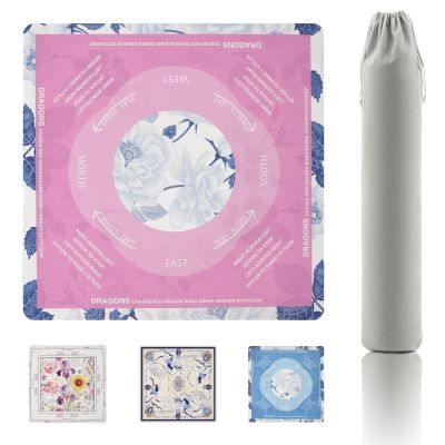 31.5"x31.5"Mahjong Mat for Table- Non-Slip Waterproof Surface Noise Reduction Foldable Table Mat with Storage Bag & Game RulesReady to UseEasy to Store and Organize Pink Printed