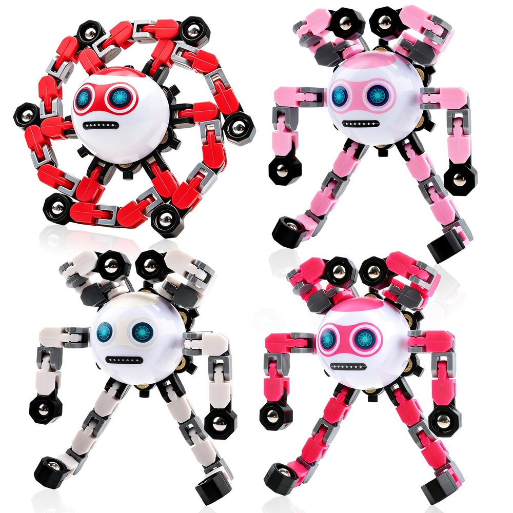 ASIOWELY 4 PCS Travel Toys Transformable Fidget Spinners Toys for Kids and Adults Sensory Toy for Boys Teens Stress Relief Autism ADHD Cool Road Trip Travel Essential Birthdays Gifts for Party Favors