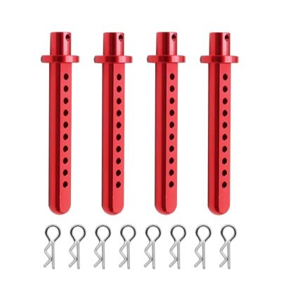 RC Cars Parts For Axial For SCX10 1/10 4 Pcs Aluminum Body Post Mounting Shell With R Clamp Fixing RC Crawler Car Parts Accessories(Red)